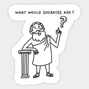 What Would Socrates Ask - Cartoon Below Black Sticker